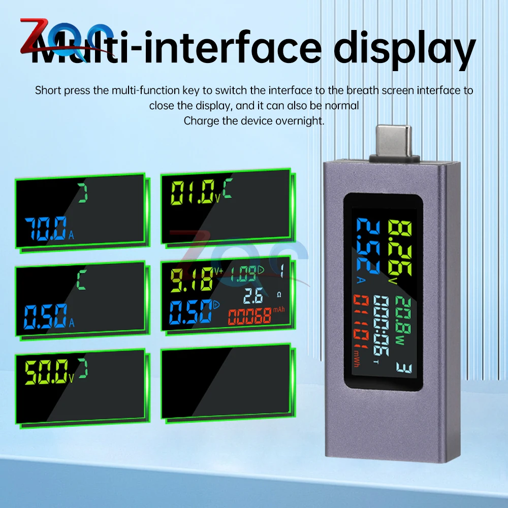 Type-C USB Tester DC Digital Voltmeter Amperimetro Current Voltage Meter Volt Ammeter Detector Power Bank Charger Indicator