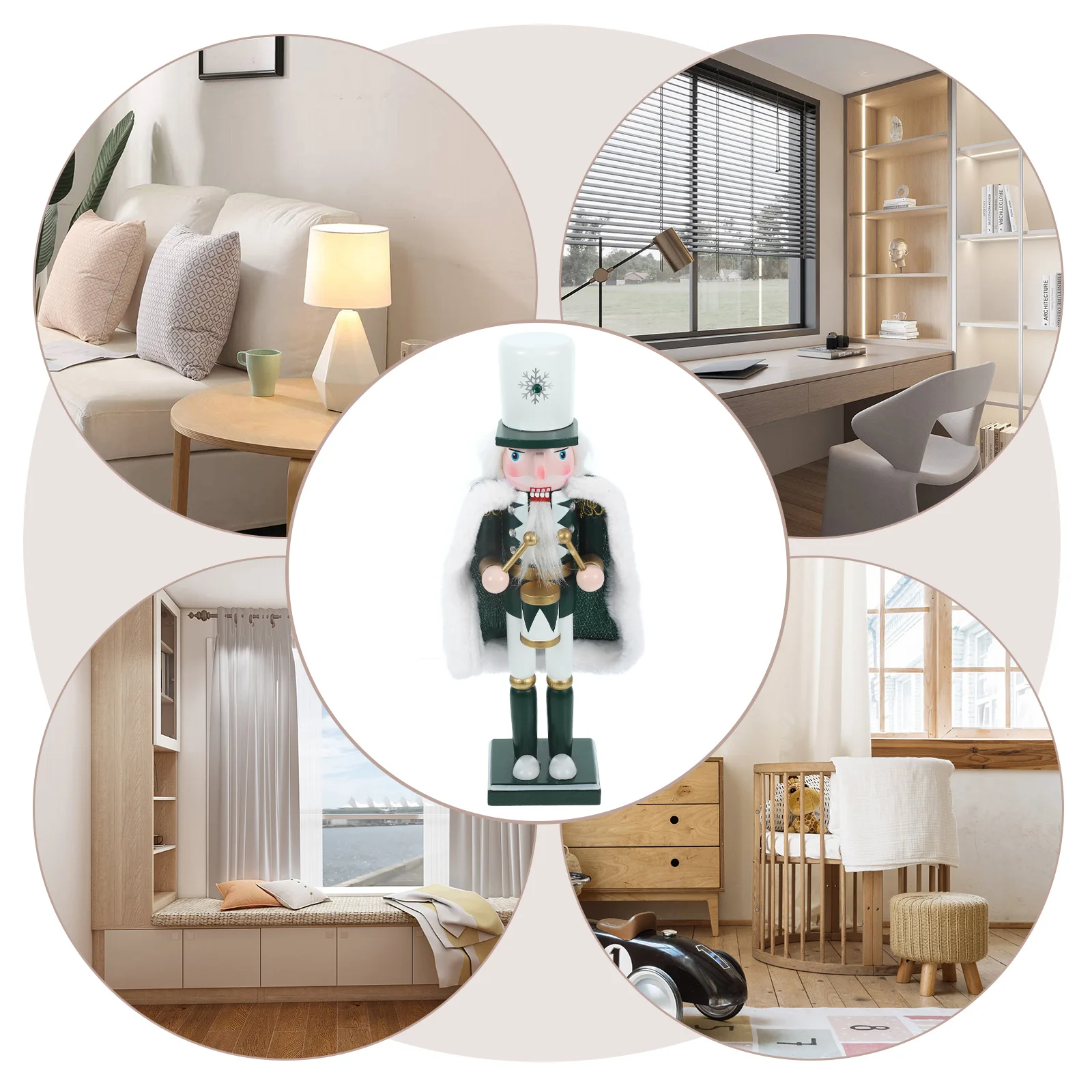 

Christmas Nutcracker Craft Lovely Wood Drum Soldier Statue with Cape Desktop Decor for Festive Holiday Seasonal Display