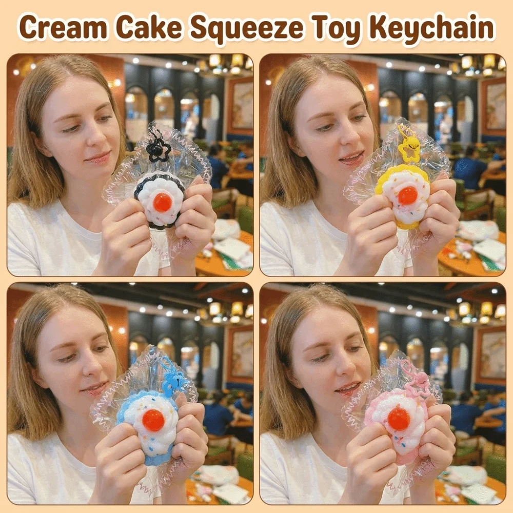 Simulated Food Cream Cake Squeeze Keychain Quick Rebound Kneading Slow Rebound Pendant Funny Super Soft Hand Stitched Pendant