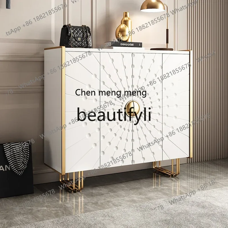 GItalian light luxury shoe cabinet, door-to-door partition decorative cabinet, minimalist beige porch cabinet
