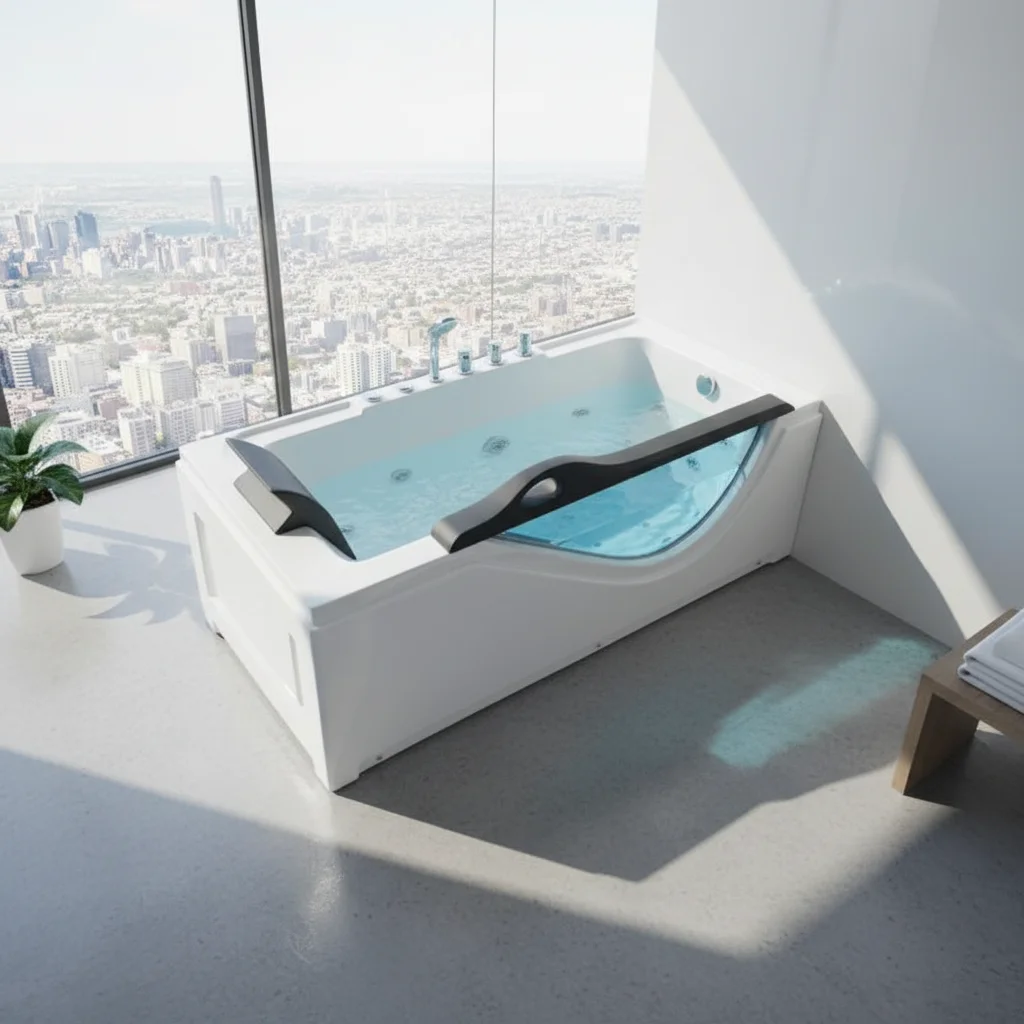 

Luxurious Rectangle Indoor Outdoor Bedroom Spa Tub Sauna Room Adult Acrylic Glass Hot Tub standing Modern Minimalist Soakingprom