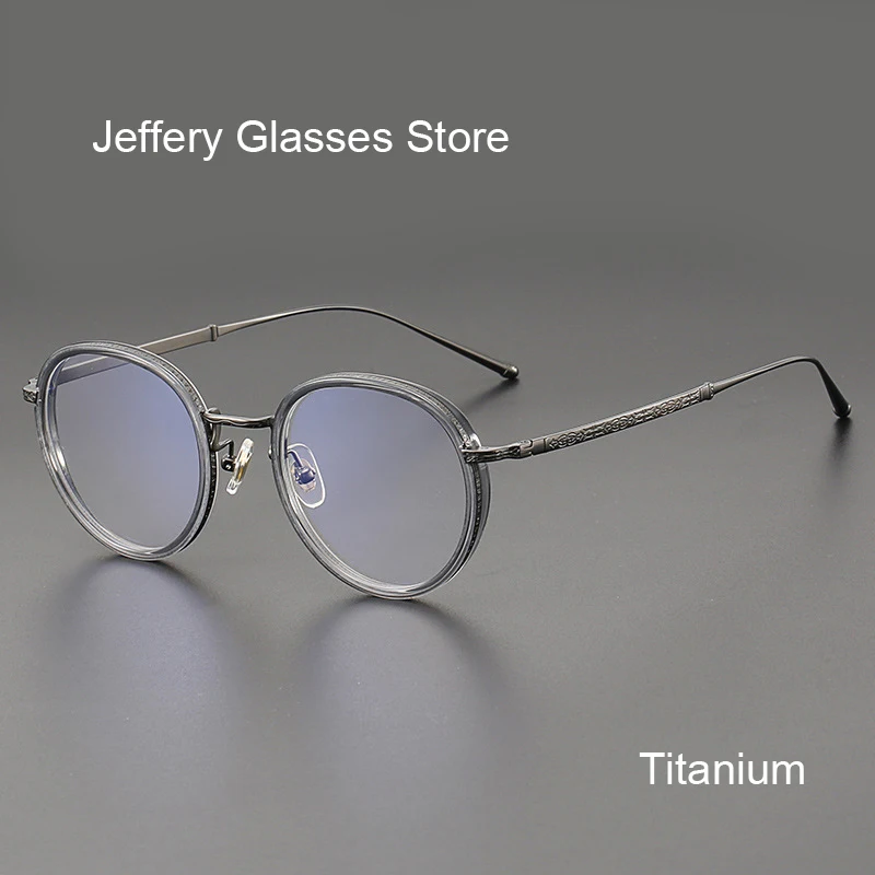 Japanese Classic Round Pure Titanium Men‘s Glasses Frame Women's Vintage Hand-made Computer Reading Myopia Lenses Eyeglasses