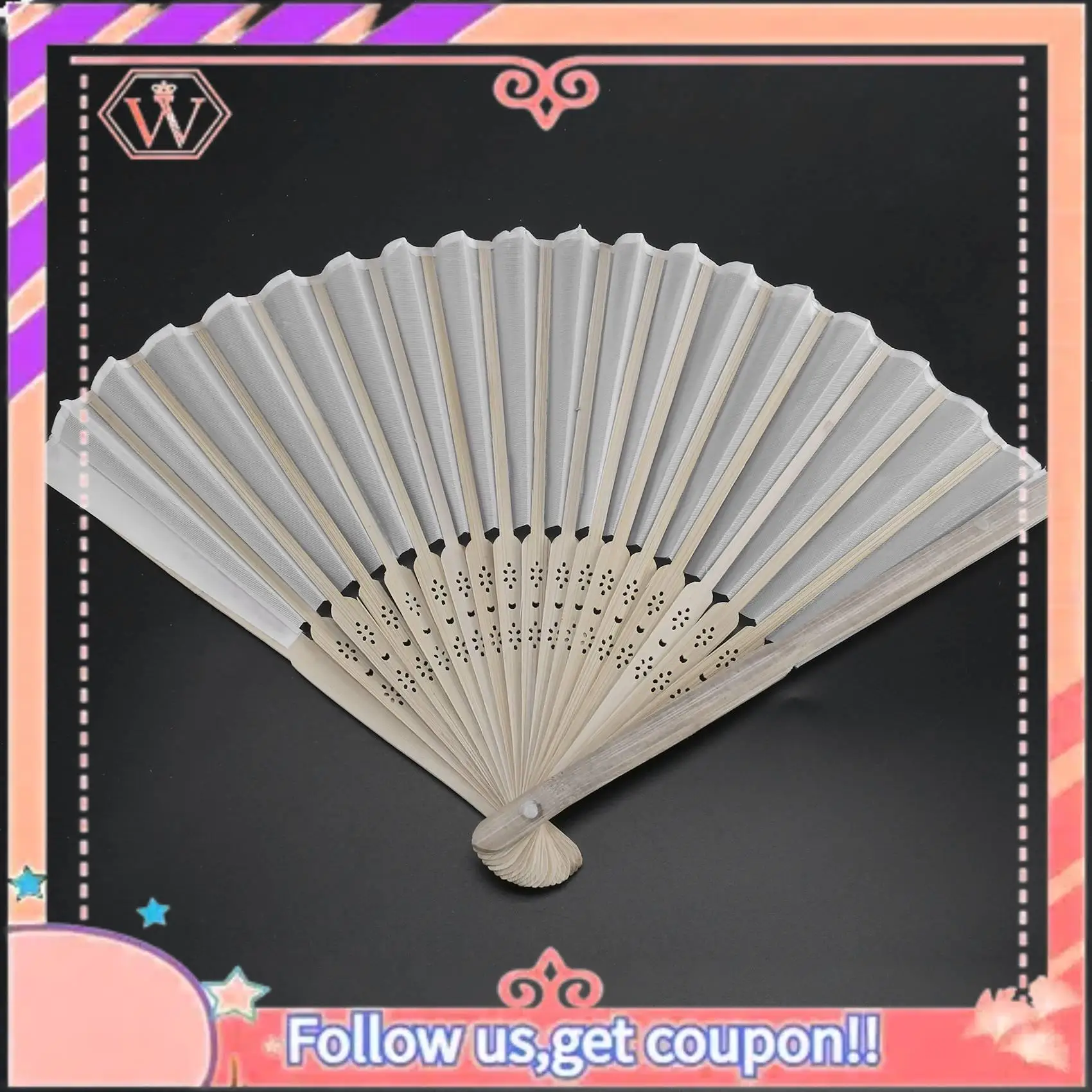 10 Pcs/Lot 21Cm White Color Fabric Hand Fan, Silk Hand Fan Wedding Party Promotion Favor Highly Recommended