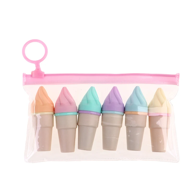 6pcs/pack Kawaii Ice Cream Candy Color Highlighter Office School Supplies