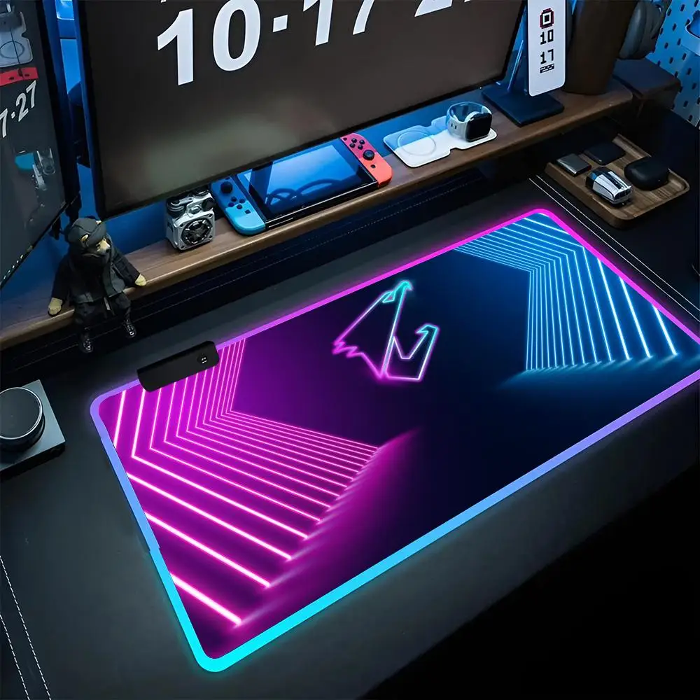 Aorus     Mouse Pad RGB Computer Mouse Mat Gamer Keyboard Pads 900x400 XXL LED Game  Large Locking Edge Mousepad