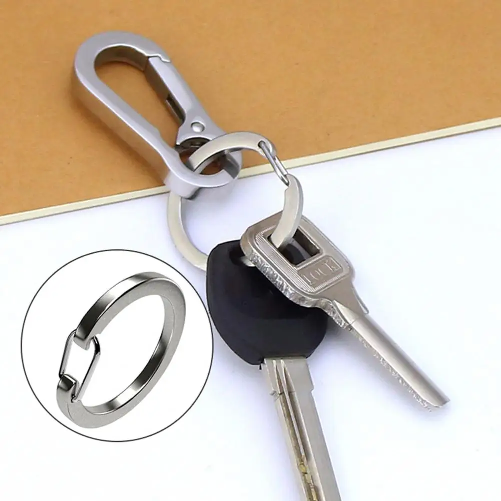 Stainless Steel Key Ring Durable Keychain Stainless Steel Carabiner Keychain Set with Quick Release Rings Small/large for Easy