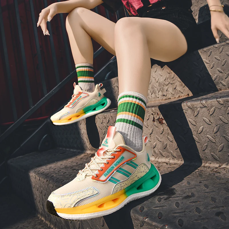 Męskie wiosenne nowe siatkowe buty sportowe damskie grube podeszwy wszechstronne buty do biegania na co dzień moda spersonalizowane modne buty