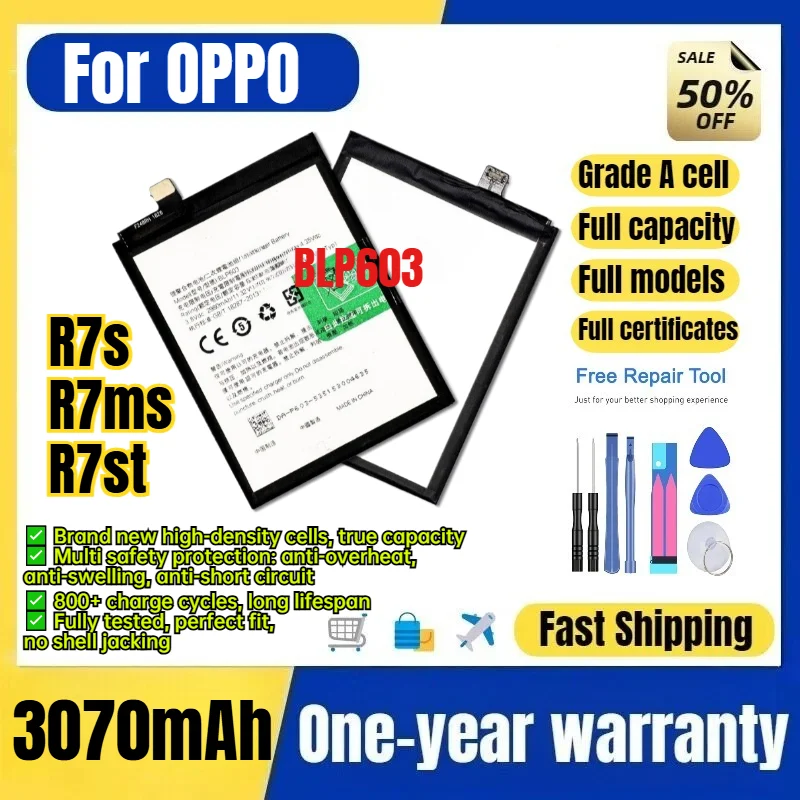 BLP603 for OPPO R7s/R7ms/R7st Phone Battery 0 Cycle High Quality Capacity Battery Replacement Bateria Grade A Cell with Tools