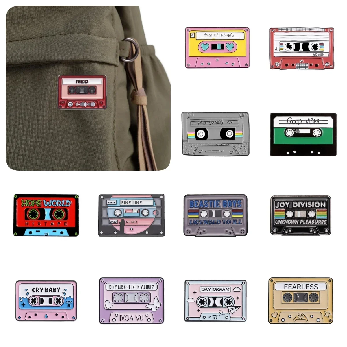 

Radio Cassette Series Complete Set Enamel Pins Taylor Country Rock Fans Badges Metal Versatile Fashion Clothing Bags Lapel Pins