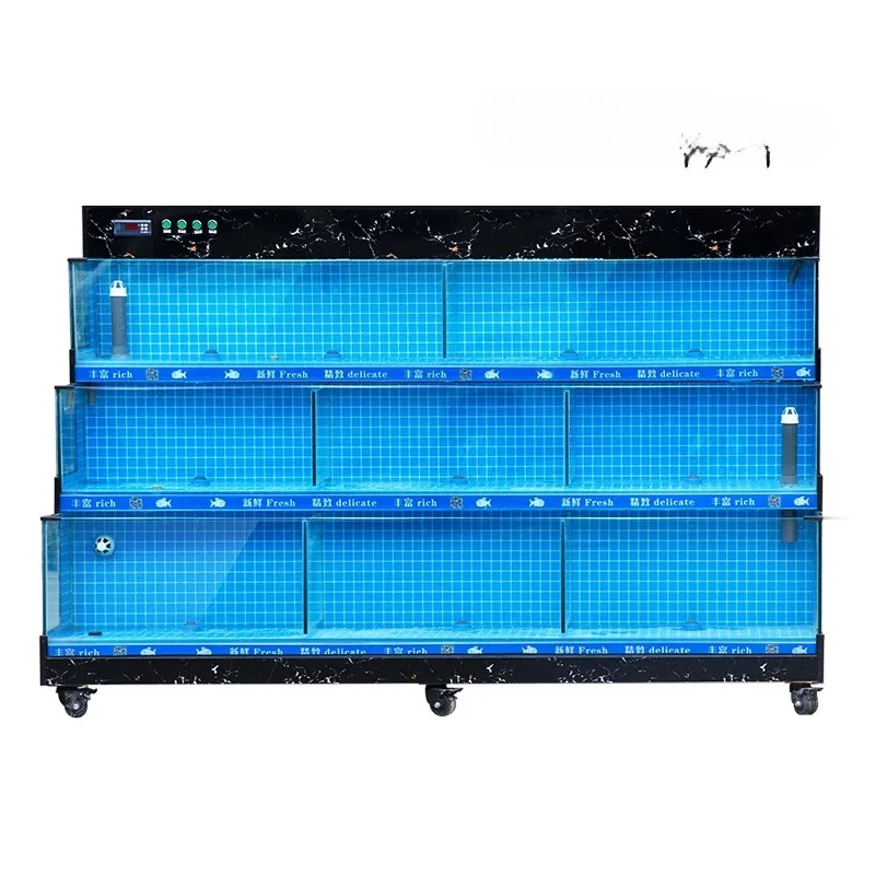 

Customized seafood pool refrigerator integrated fresh supermarket commercial shellfish seafood fish pool glass fish tank