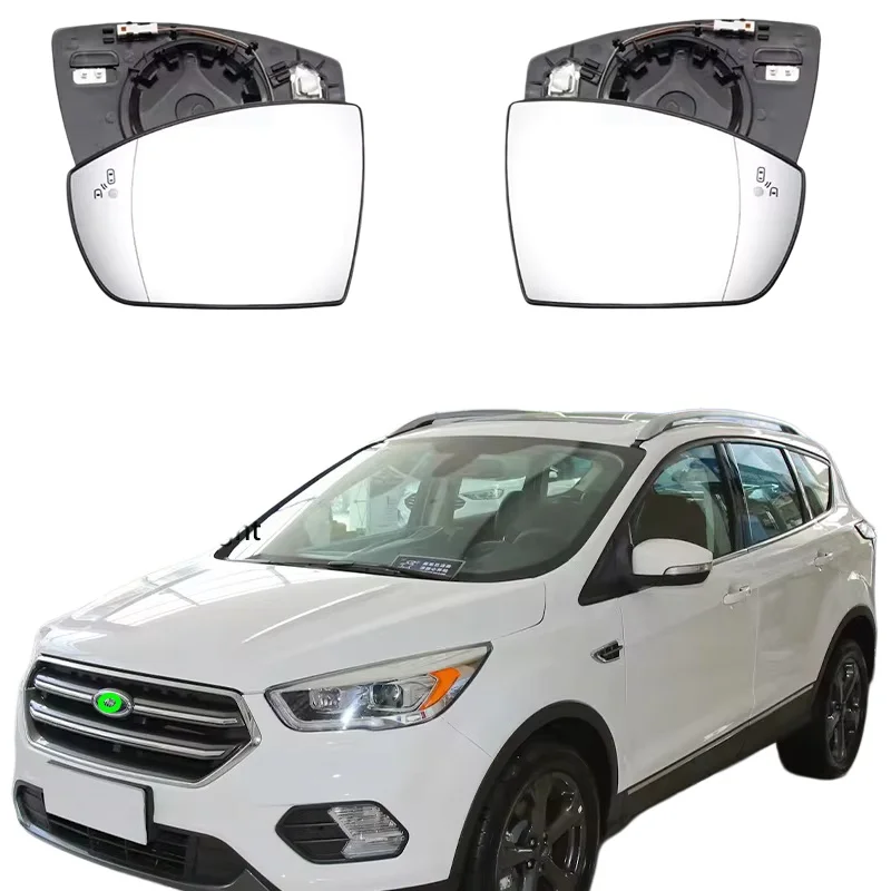 For Ford Escape 2013-2019 Kuga II Car Side Mirrors Heated Blind Spot Warning Side Mirror Glass Auto Replace Convex Wing Rear