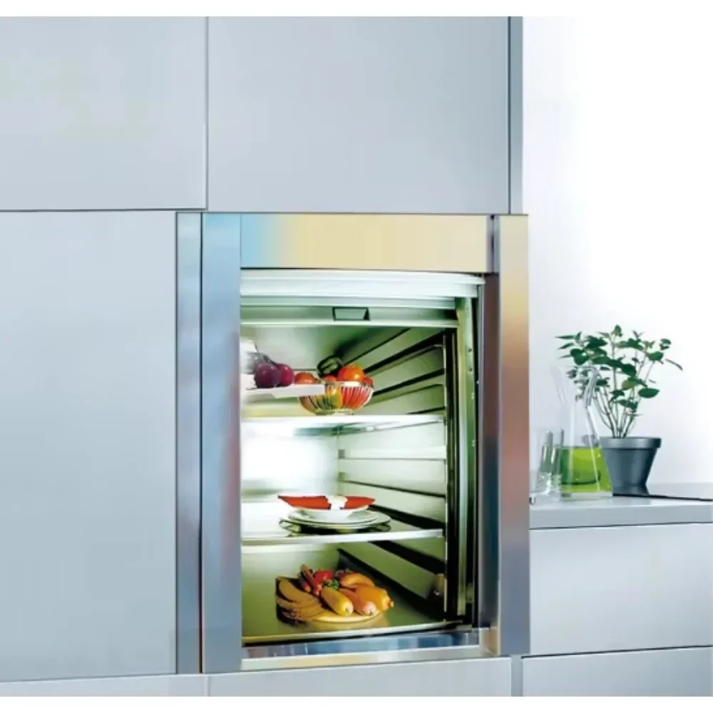 Customized Modern Design Stainless Steel Dumbwaiter Elevator Small AC Drive for Food Lift Hotels Villas Home Kitchen PVC Floors