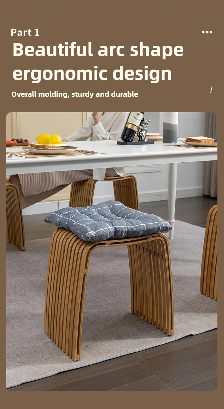 Simple Bamboo Living Room Dining Stool Furniture Modern Home Casual Shoe Changing Stool Strong and Durable Dressing Chair