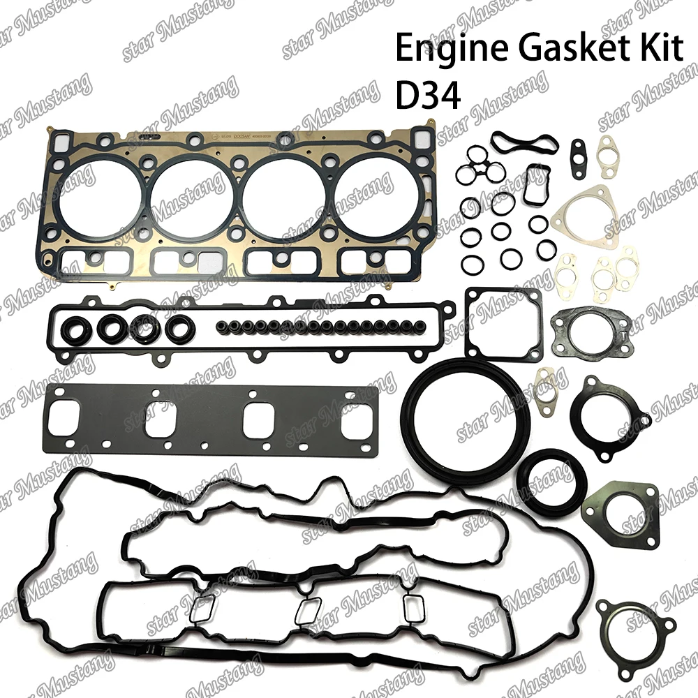

Комплект прокладок двигателя D34, подходит для деталей двигателя Doosan