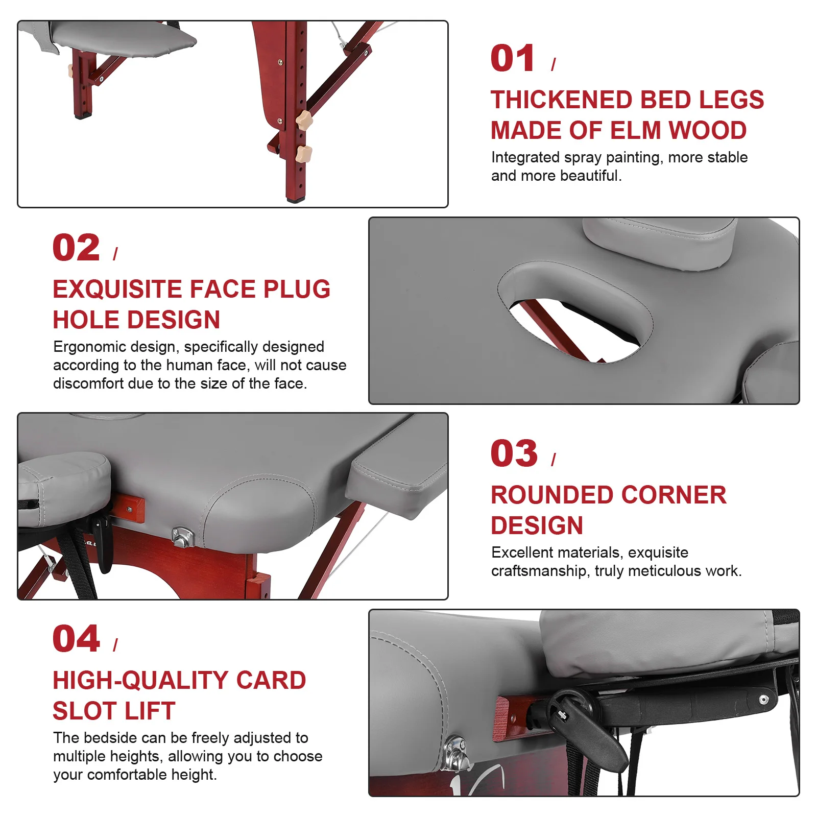 طاولة تدليك واسعة قابلة للتعديل لارتفاع سرير إعادة تأهيل الكى مع حقيبة حمل لمحلات العلاج الطبيعي #4