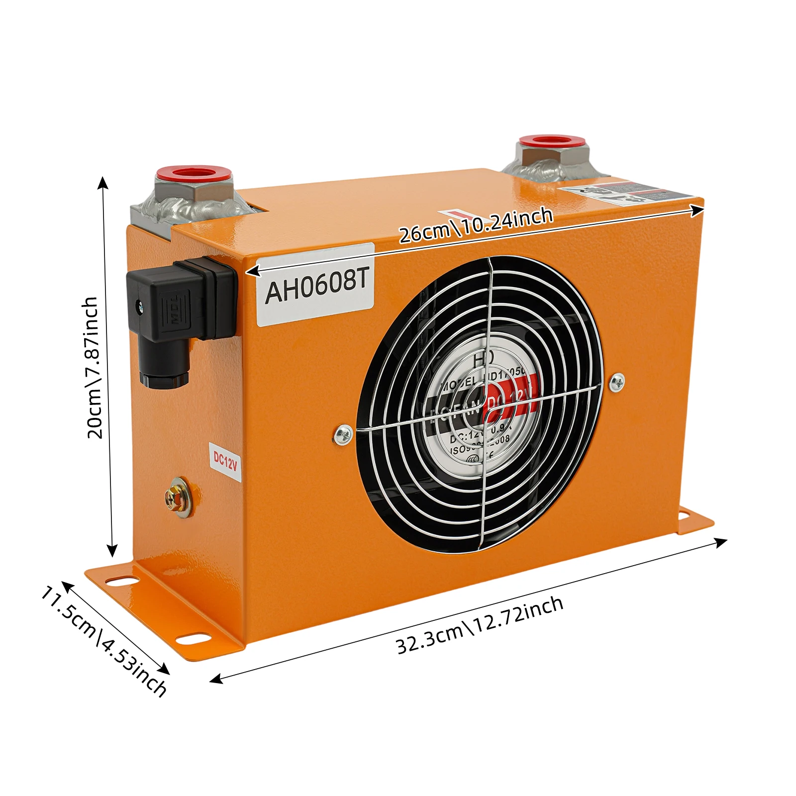 2300Kcal/H Hydraulic Oil Cooler, 12V DC All-Copper Motor Oil Cooler, Compact Radiator for Hydraulic & Lubricat