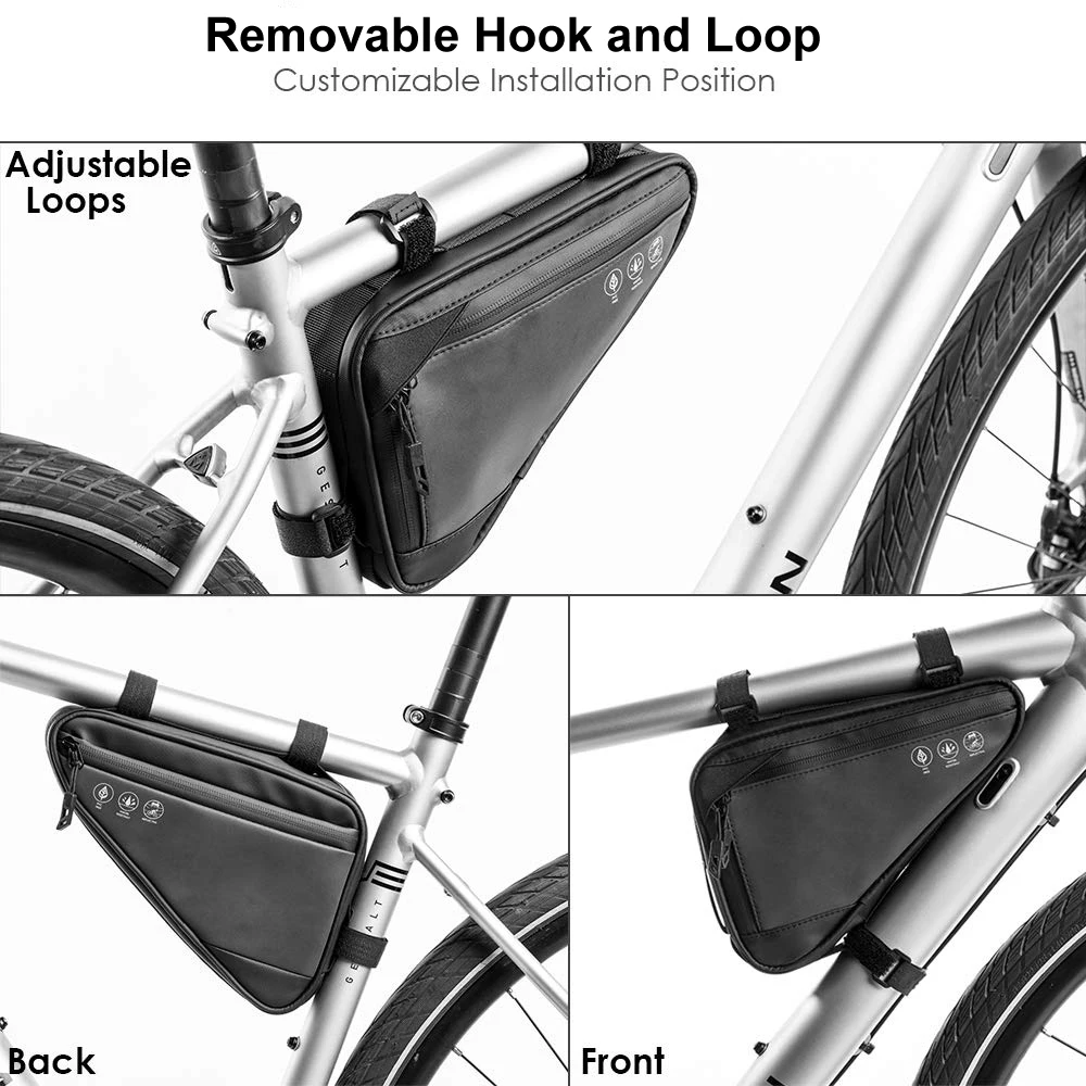 Bike Frame Storage Bag, Water Resistant Reflective Bicycle Triangle Bag , for Mountain Road Bike Trip (1.5L)