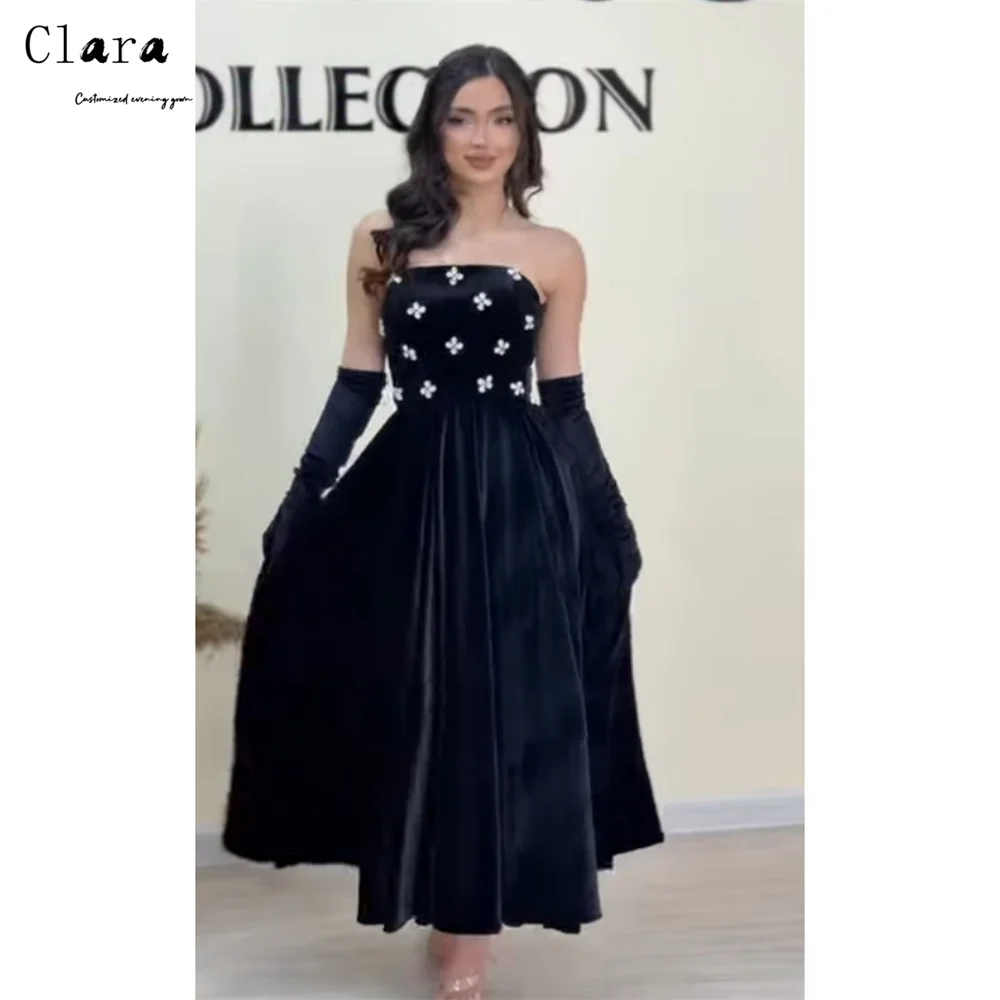 

Clara Custom Blue Rhinestone Tube Top Strapless Evening Dresses for Woman Party Wedding Women's Prom Dress 2026 Elegant Gown
