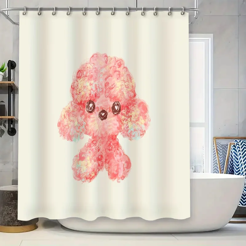 

Cute Puppy Dog Shower Curtain Set Waterproof Farmhouse Bathroom Decor Modern Rustic Animal Print Fabric