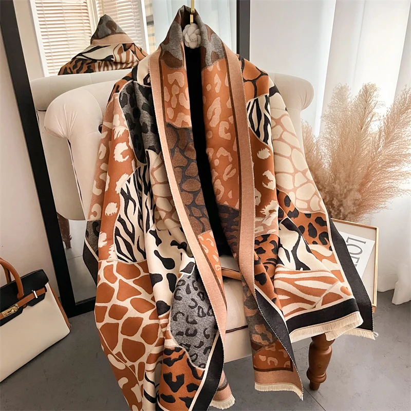 Winter Design Pashmina Blanket Cashmere Scarf for Women Warm Thick Shawls and Wraps Poncho Female Bufanda Echarpe Tassel Muffler