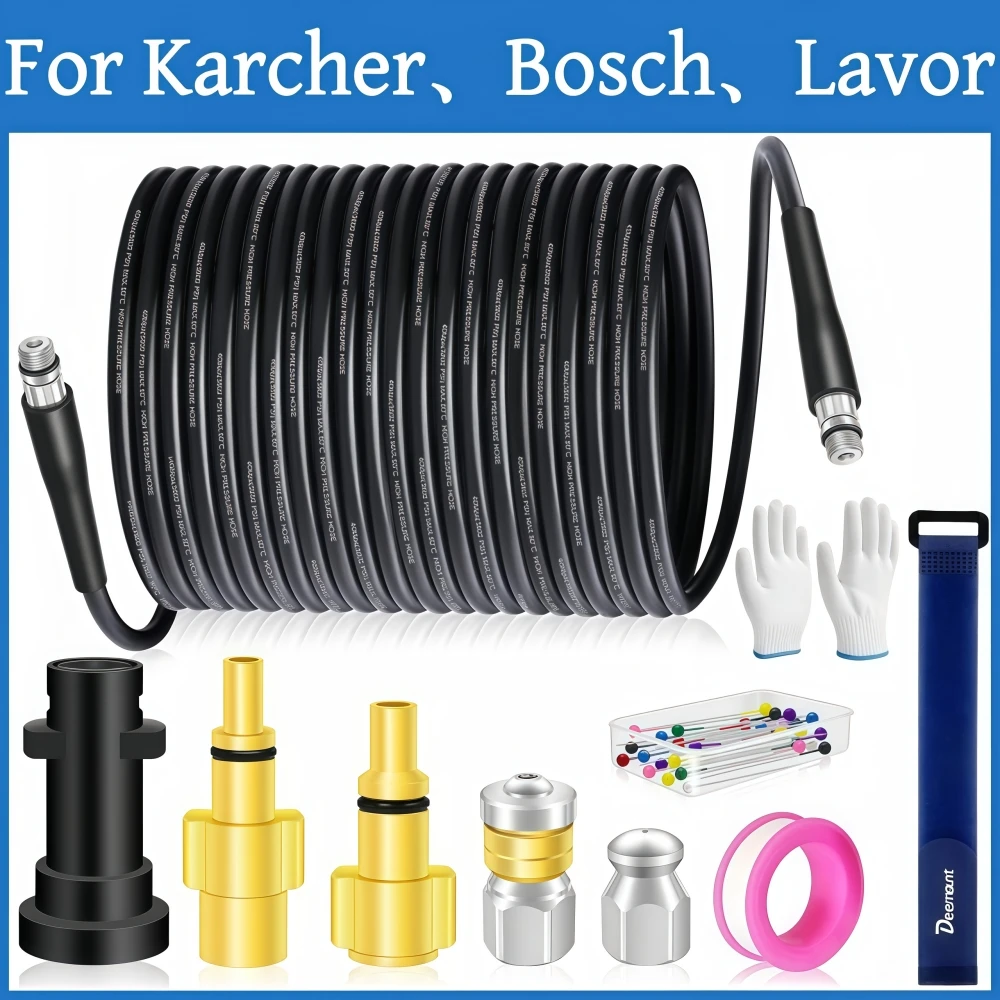 5~50m High Pressure Cleaning Machine Hose Sewer Drainage Cleaning Hose 1/4 Inch NPT Sewer Jetting Nozzle For Karcher BOSCH LAVOR