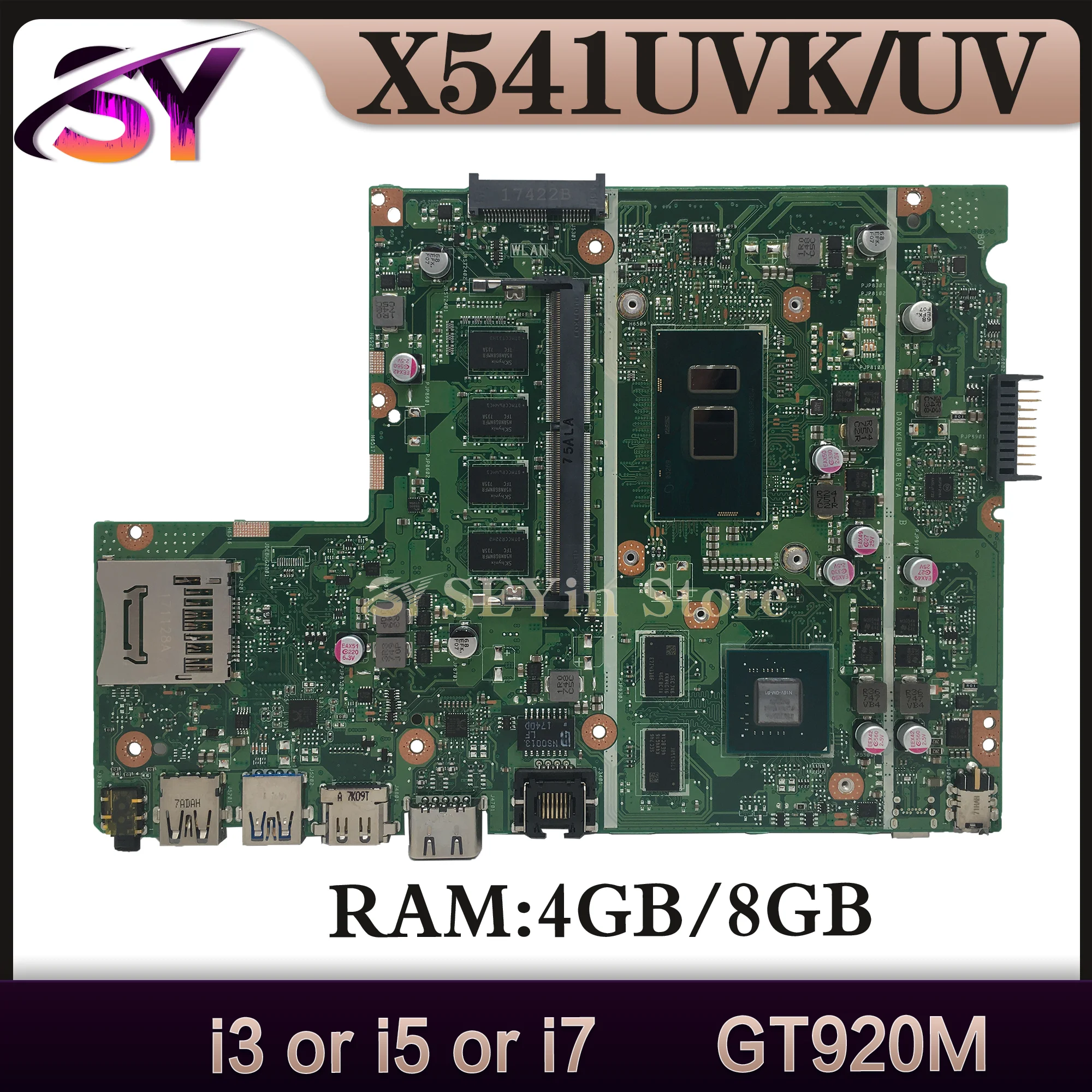 

Mainboard For ASUS X541UJ X541UVK X541UV F541U A541U Laptop Motherboard i3 i5 i7 6th/7th Gen GT920M/V2G RAM-4GB/8GB