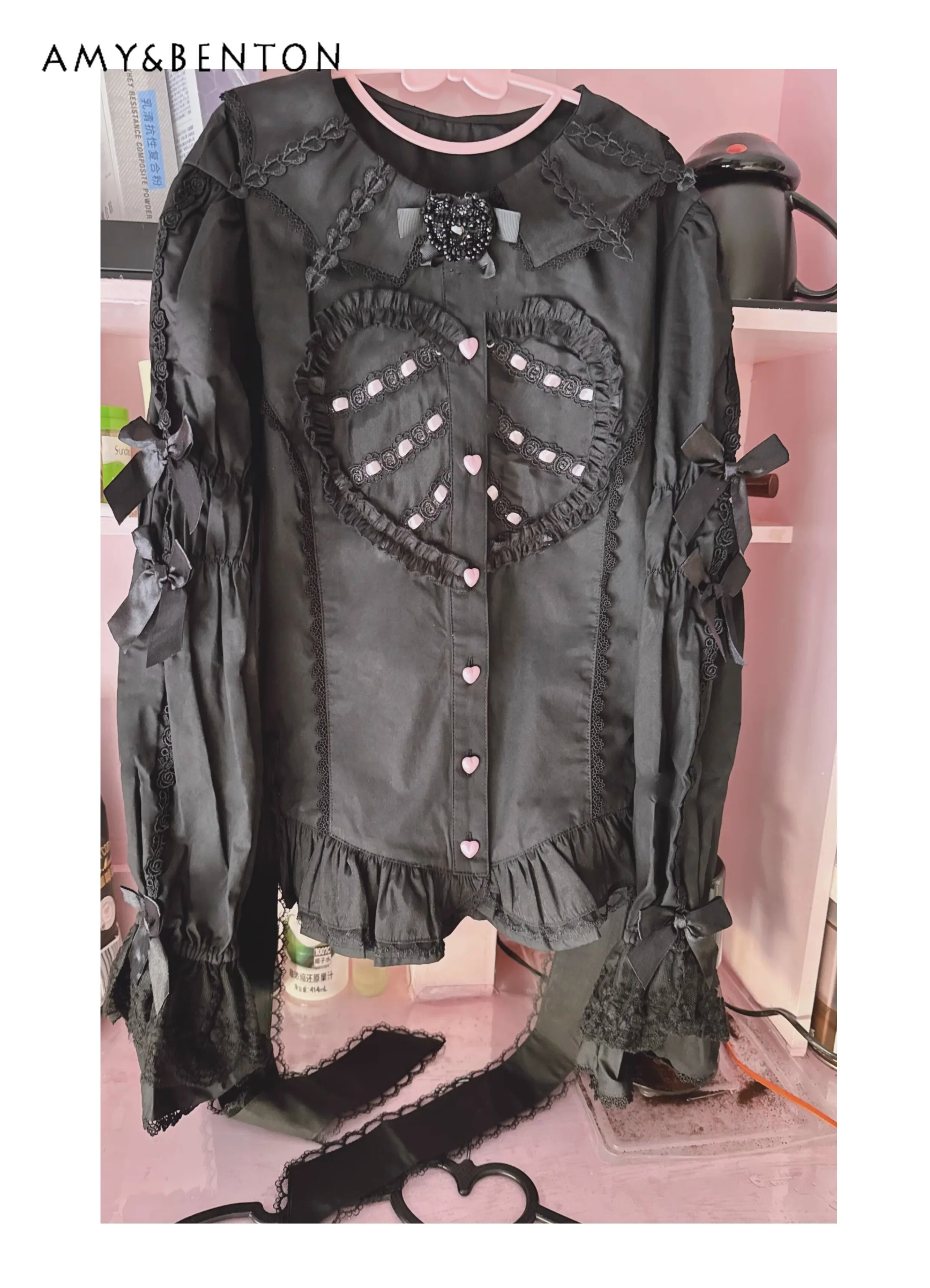 Imagem -05 - Blusa Lolita Feminina com Todos os Fósforos Gola Japonesa de Boneca Doce Manga de Sino Tops Kawaii Soltos Tops jk Finos Fofos