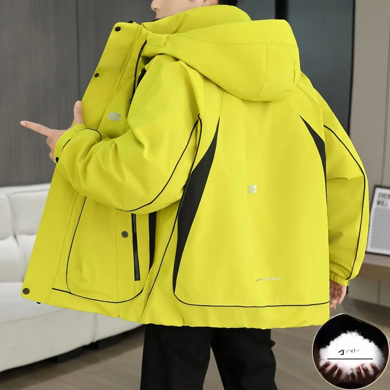 

Men's down Jaet Hooded Thiened Outdoor Winter Coat Du down Warm Student Coat Tagkita Polyester Fabric Non-Mall Same