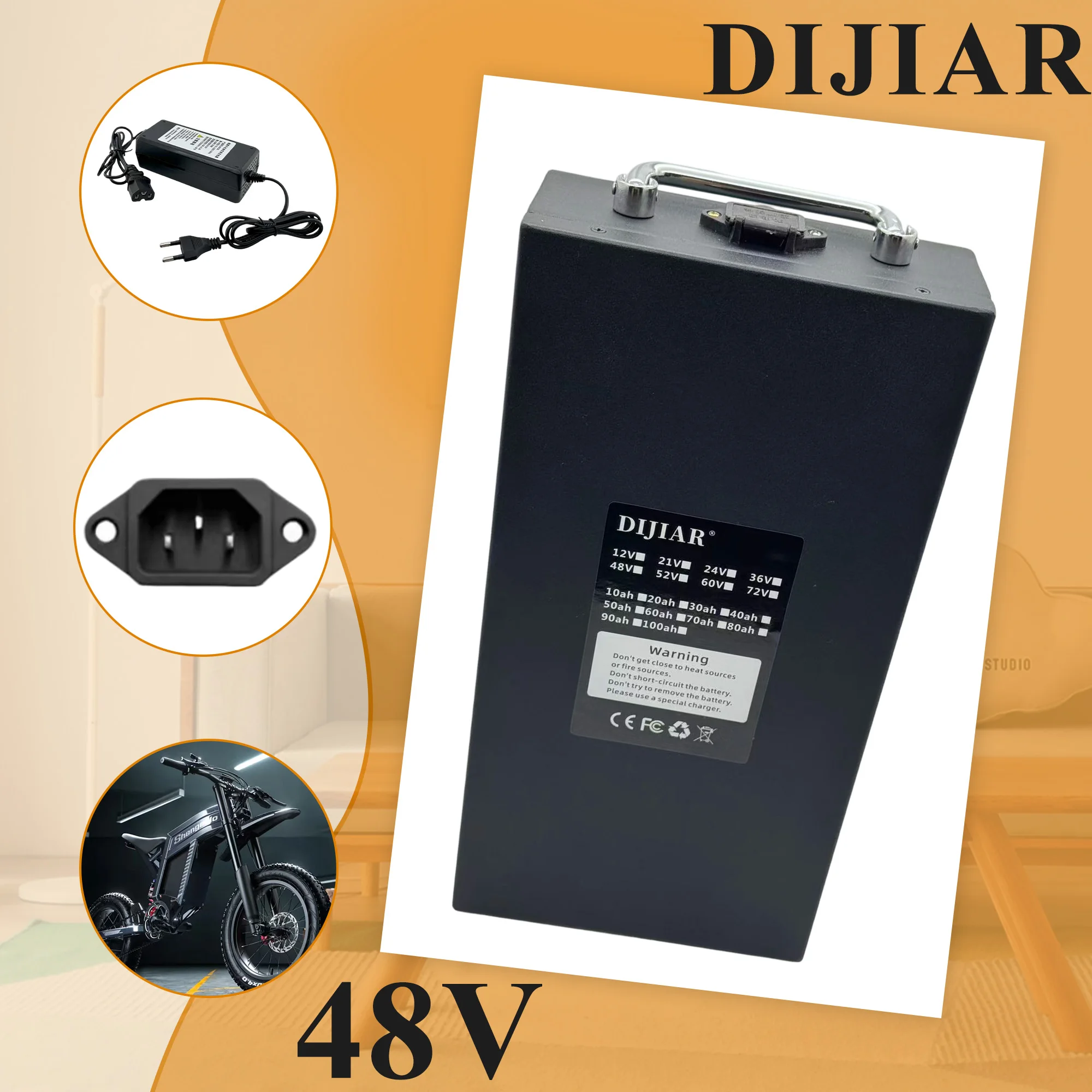 

New Harley 48V18650 lithium battery 20AH-100AH, detachable universal type, suitable for Harley 500W-3000W vehicles