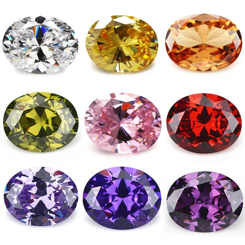 50pcs/20pcs Size 2x3mm-13x18mm AAAAA Oval CZ Stone Various Color Cubic Zirconia Loose Synthetic Gems For Jewelry