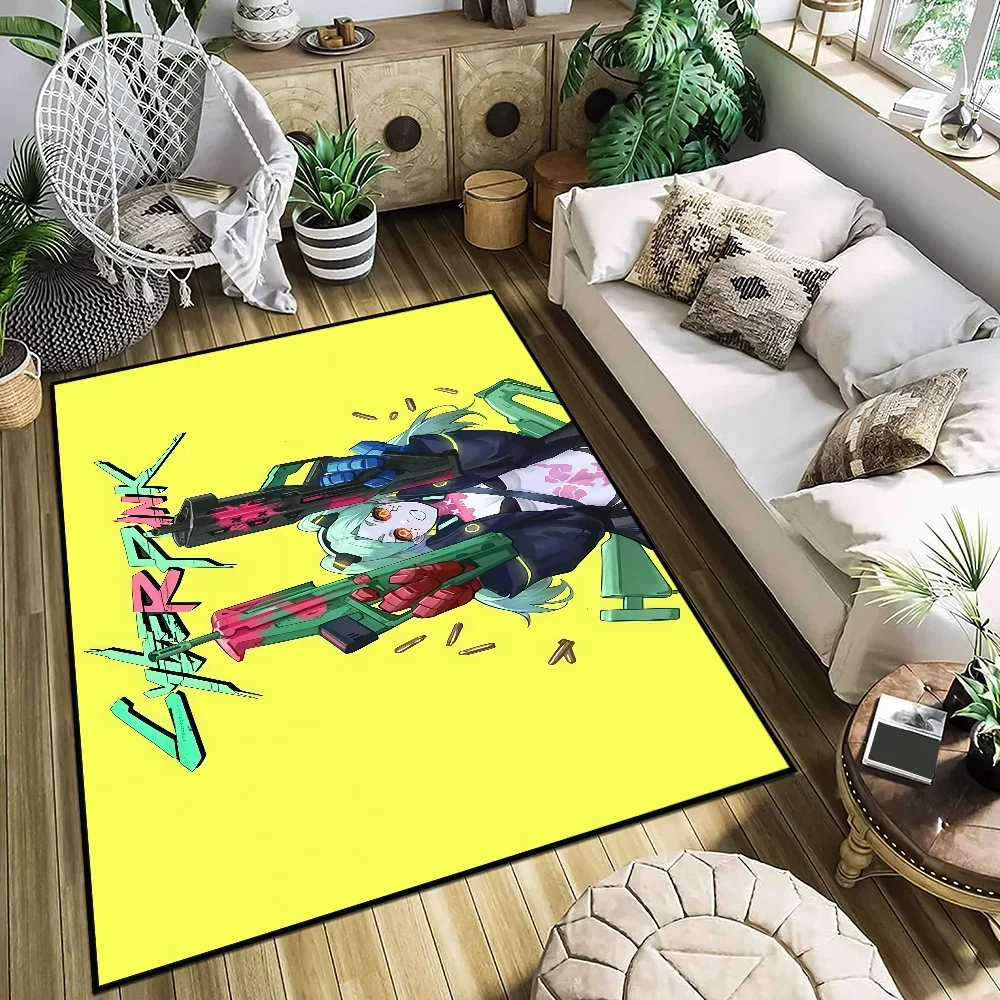 

small carpet Anti-Slip Kitchen C-Cyberpunk Anime Rebecca Bedroom Handmade Tufted Rug E-Edgerunners Carpet Living Room Entrance