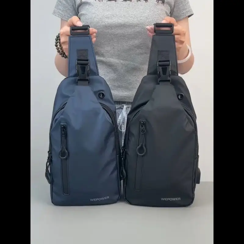 メンズ軽量カジュアルバイクバッグ大容量クロスボディチェストバッグおしゃれトレンドシングルショルダースリングバッグ