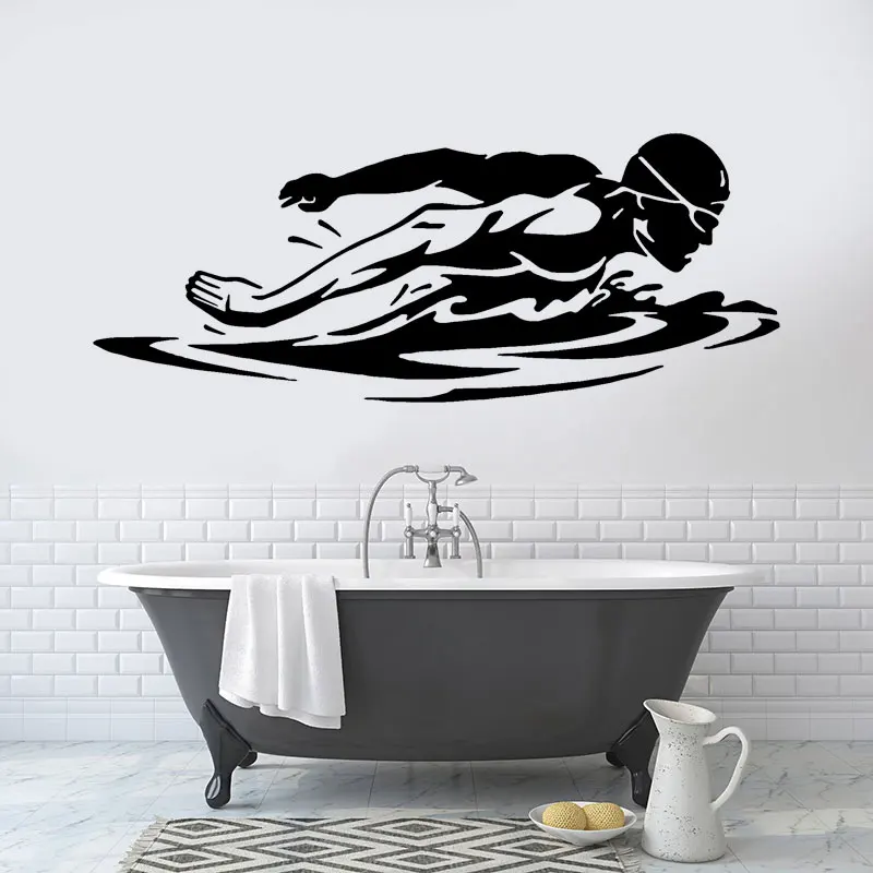 

Swimming Man Swimmer Swim Water Sport Wall Sticker Vinyl Home Decor Boys Room Teens Bedroom Bathroom Wall Decal Waterproof 4682