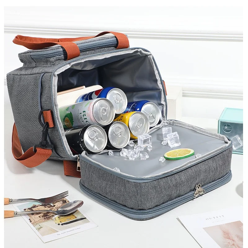 Thermal Lunch Bag Double Layer Insulated Picnic Cooler Bag Large Capacity Waterproof Meal Pouch Food Delivery Fresh Keeping