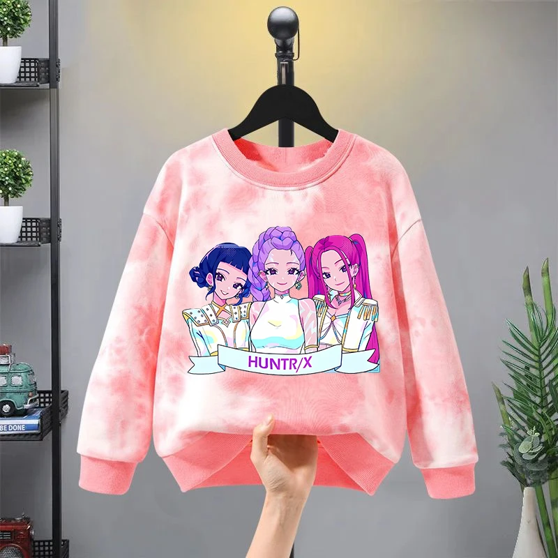 K-pop demon hunters doce em torno do pescoço moletom para meninas anime dos desenhos animados bonito moletom com capuz crianças outono moda esporte moletom