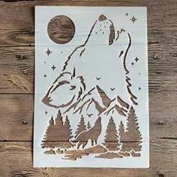 Plantillas A4 de pintura de pared DIY, pintura de lobo Animal, álbum de recortes para colorear, álbum de relieve, plantilla de tarjeta de papel decorativo, pared, 29x21cm