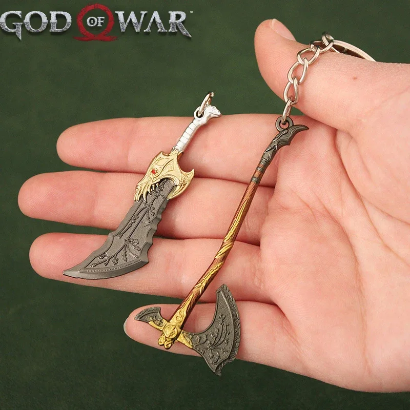 God of War Weapon Blades of Chaos Kratos Olympus Blade Game Alloy Metal Material Samurai Sword Model Keychain Gift Toys for Boys