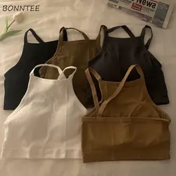 Camis Women Backless Inner Crop Top Sexy New Basic Students Fashion Ins Bottoming Clothing Solid Simple Harajuku Leisure Sweet