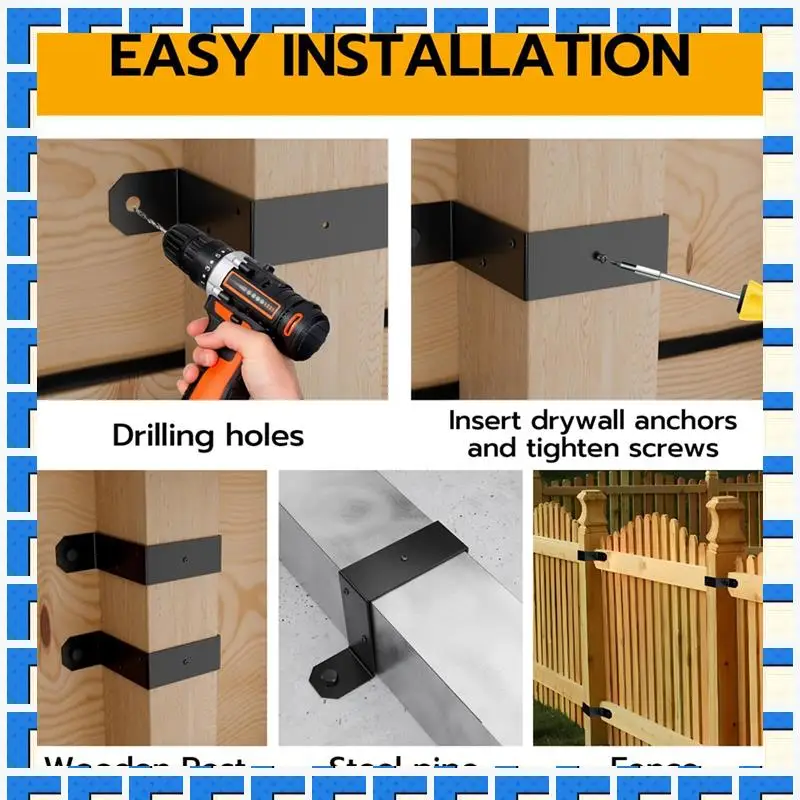 ABNG 4 шт. ремень для столба, черный паркан для U-образного кронштейна, можно кронштейны для забора для металлических стоек