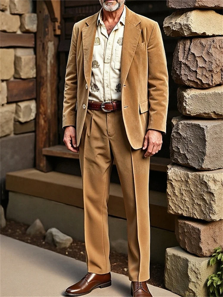 

Suede Men's Suits Elegant Man Suit Full Men's Suit New Men's Two Piece Sets High Quality Luxury Jacket Pants Male Costume Winter