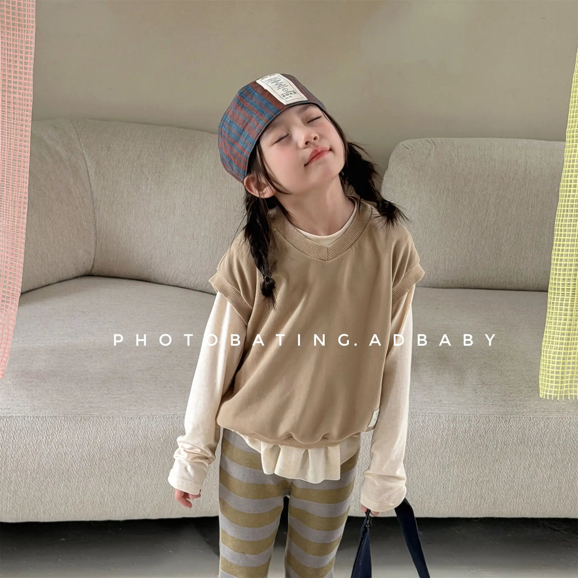 2026 Fall Toddler Kids V-neck Loose Vest | Solid Sleeveless Cardigan for Unisex Boys Girls 1-6Y