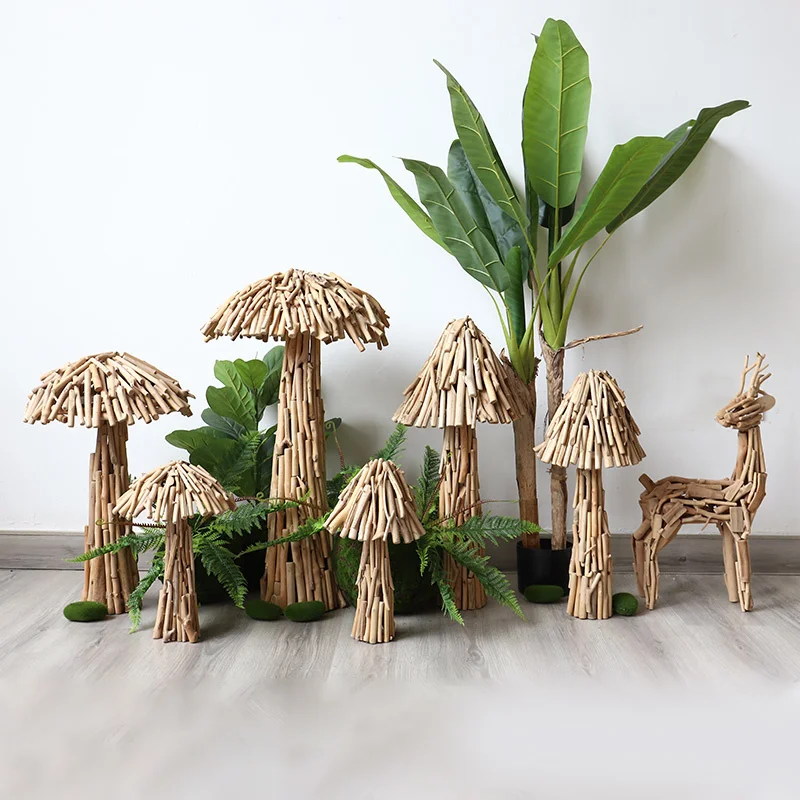 wooden Mushroom Decoration Creative window Scene Layout Home stay Decoration Yard FLOOR Decoration courtYard Landscaping Soft