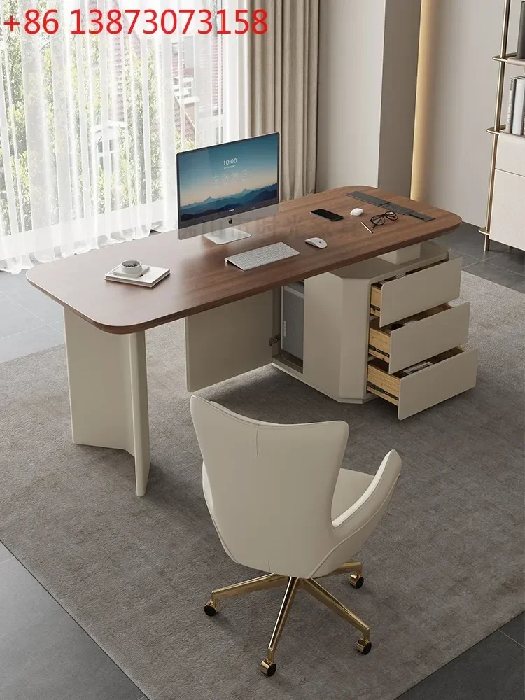 Cream Style Study Desk Mid-Ancient Office Computer Desk Home Writing Desk French Style