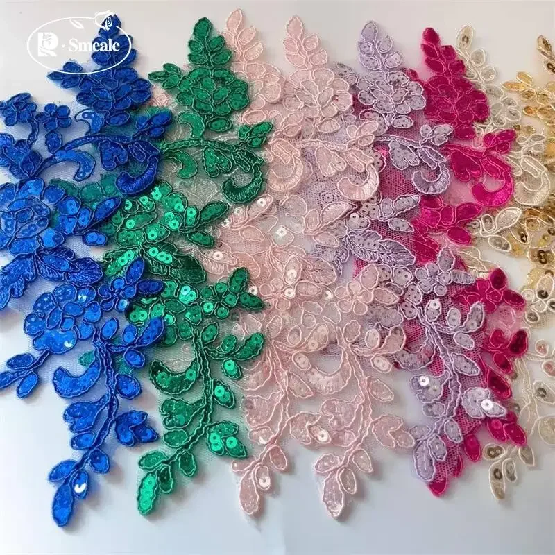 20 قطعة 9 ألوان اختيارية عالية الجودة الترتر التطريز بقع الدانتيل ، فستان الزفاف اليدوية إكسسوارات ديكور الخلفية
