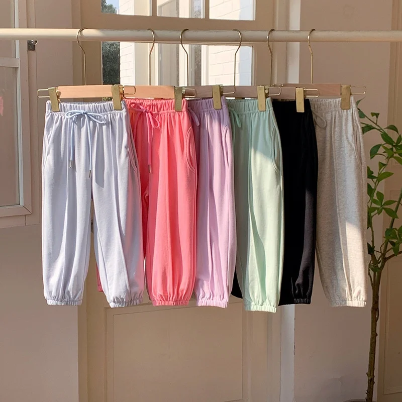 

Girls' Spring and Summer Thin Pants Tapered Sweatpants 2026 Korean Children's Clothing Casual Cropped Harem Pants Joggers
