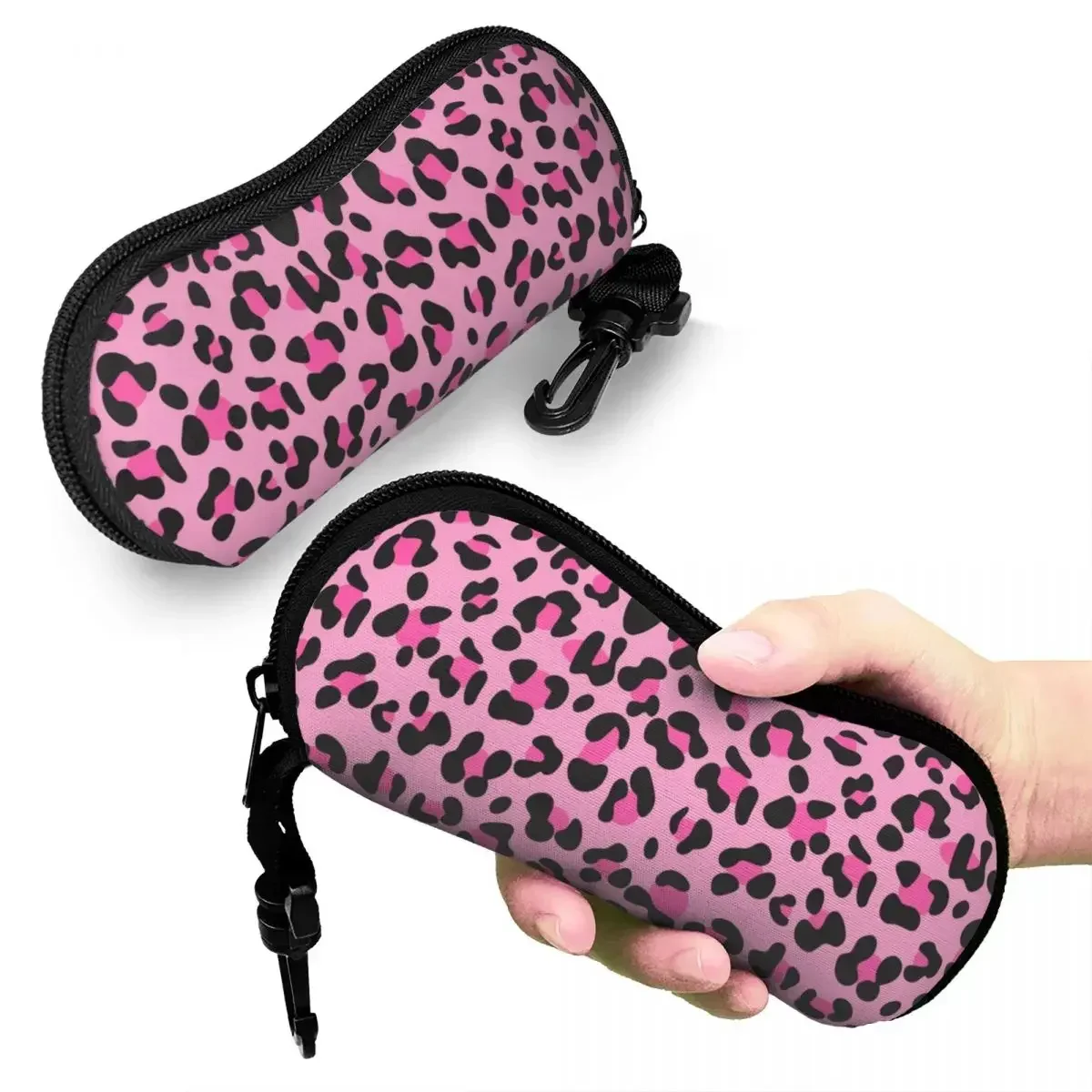

Leopard Print Glasses Case Soft Neoprene Zipper Eyeglasses Pouch Portable Protective Eyewear Storage Bag