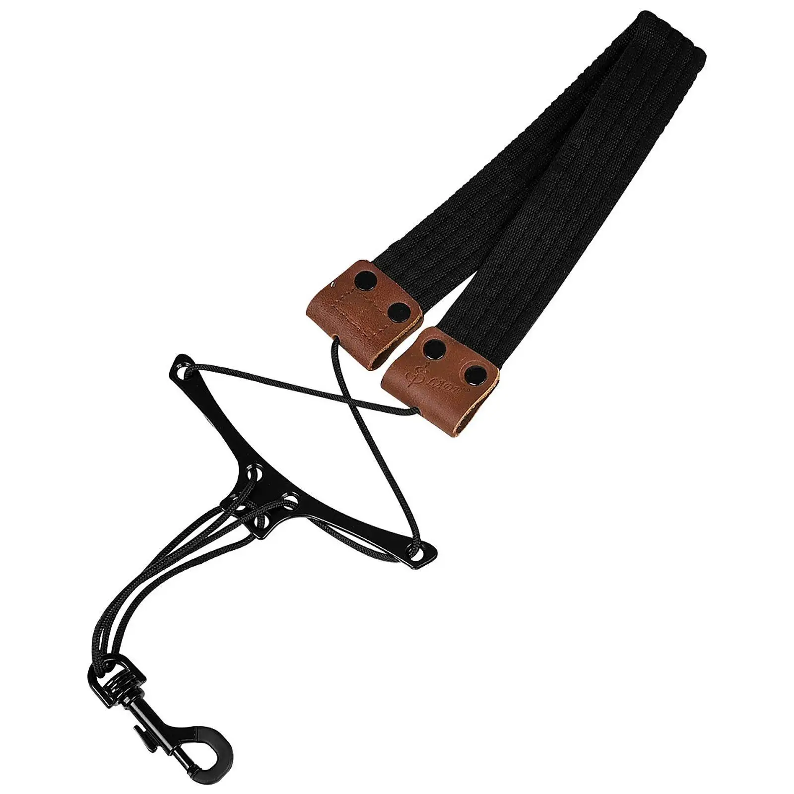Tali Leher Saksofon Peralatan Saksofon Tali Leher Sax Ringan Hitam dengan Panjang Dapat Disesuaikan untuk Soprano Tenor Alto Baritone
