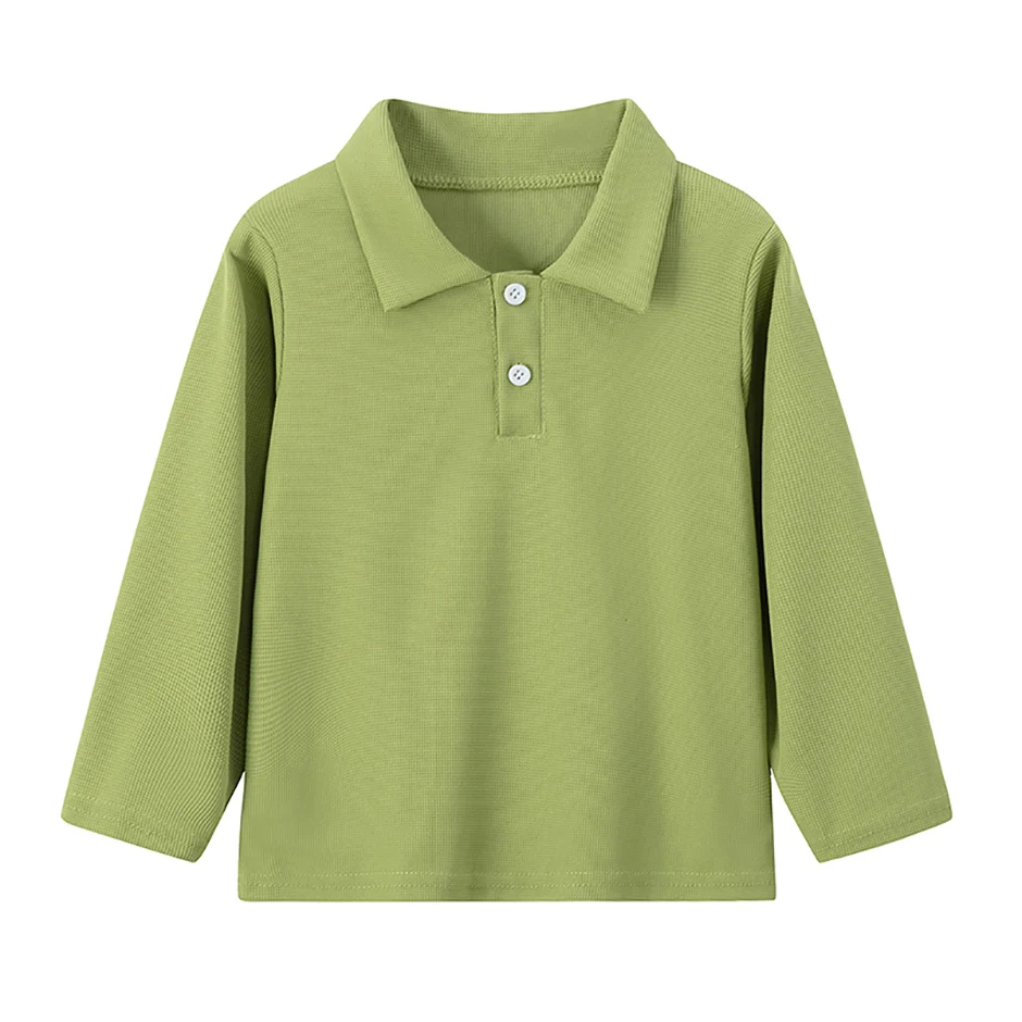 Herbstliches Kinder-Poloshirt mit einfarbigem Revers und langen Ärmeln, lässiges Joker-Shirt für Jungen und Mädchen, hübsches Kleid für Bruder und Schwester – Detail 4