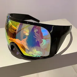 KAMMPT Oversized Futuristic Goggle 2023 New Wrap Round Mirror Monoblock Outdoor Sunglasses Trendy Brand Designer Sports Eyewear