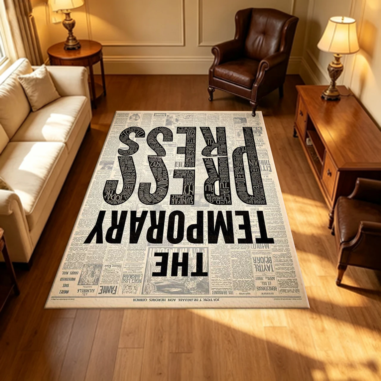 Vintage Newspaper Typography Art Carpet Flooring Retro Text Collage Household Living Room Indoor Decor Large Area Rug